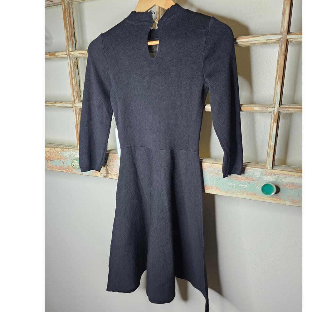 NWT Draper James Black Dress w/ Ruffle Bib neckline & polka dot lace size XS - Picture 4 of 9